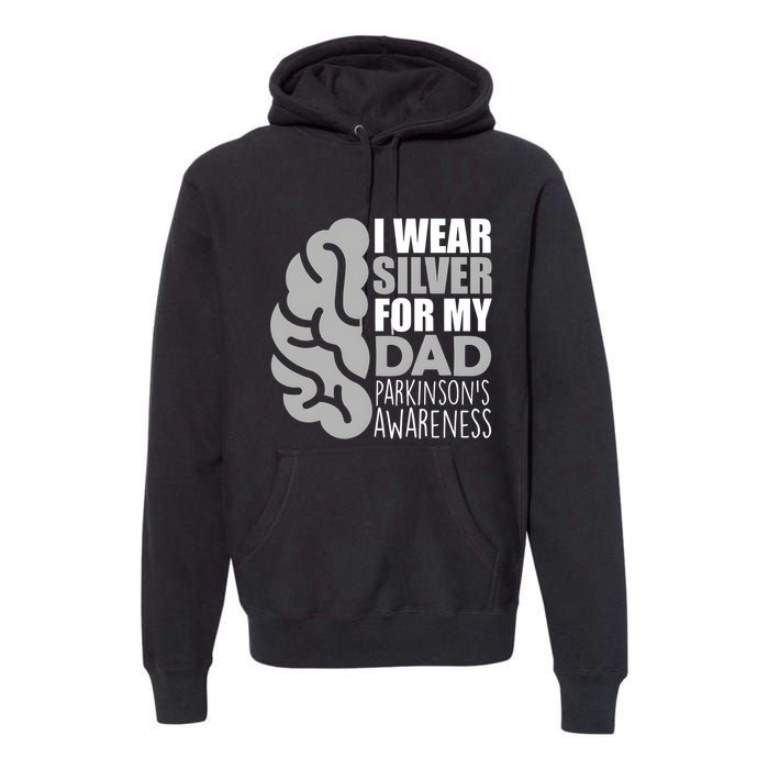 I Wear Silver For My Dad Parkinsons Awareness Premium Hoodie