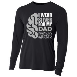 I Wear Silver For My Dad Parkinsons Awareness Cooling Performance Long Sleeve Crew