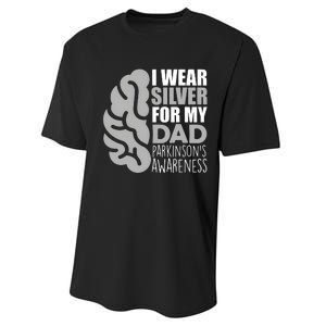 I Wear Silver For My Dad Parkinsons Awareness Performance Sprint T-Shirt