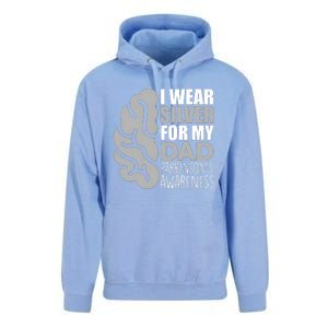 I Wear Silver For My Dad Parkinsons Awareness Unisex Surf Hoodie