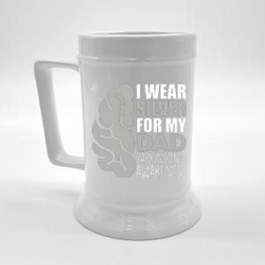 I Wear Silver For My Dad Parkinsons Awareness Beer Stein