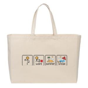 I Want Summer Break Teacher Last Day Of School Cotton Canvas Jumbo Tote