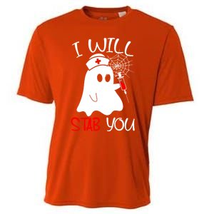 I Will Stab You Gift Funny Ghost Halloween Nurse Gift Cooling Performance Crew T-Shirt