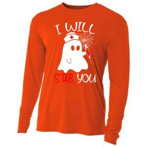 I Will Stab You Gift Funny Ghost Halloween Nurse Gift Cooling Performance Long Sleeve Crew