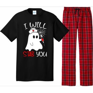 I Will Stab You Gift Funny Ghost Halloween Nurse Gift Pajama Set