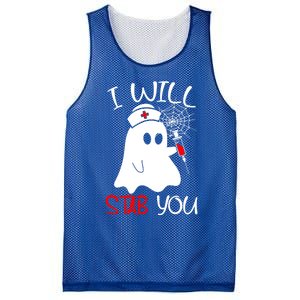 I Will Stab You Gift Funny Ghost Halloween Nurse Gift Mesh Reversible Basketball Jersey Tank