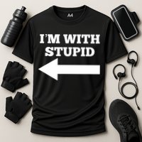 I'm With Stupid Arrow Pointing Left Funny I'm With Stupid Cooling Performance Crew T-Shirt