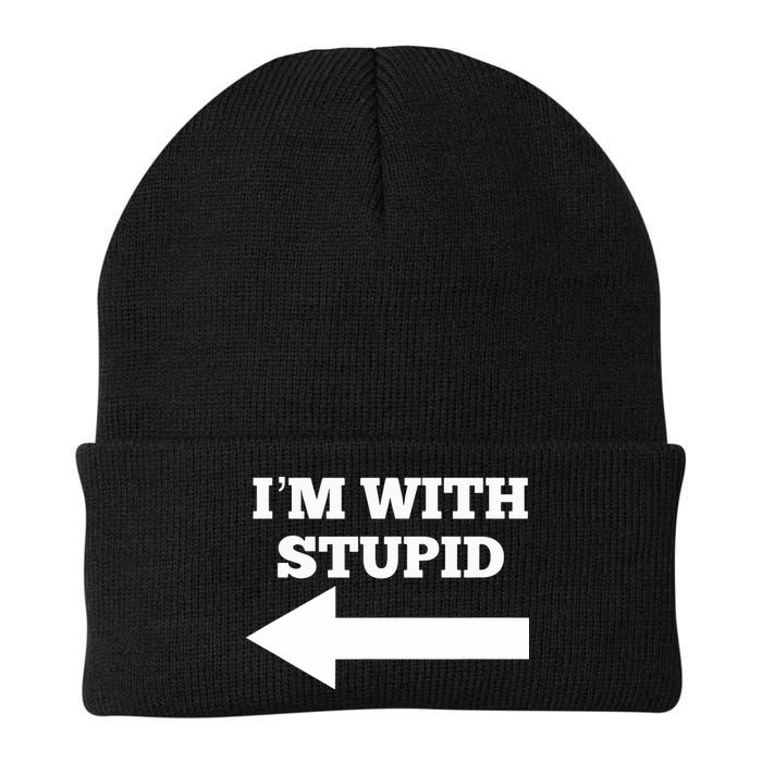 I'm With Stupid Arrow Pointing Left Funny I'm With Stupid Knit Cap Winter Beanie