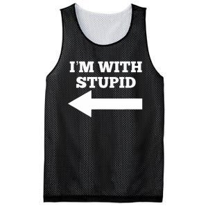 I'm With Stupid Arrow Pointing Left Funny I'm With Stupid Mesh Reversible Basketball Jersey Tank