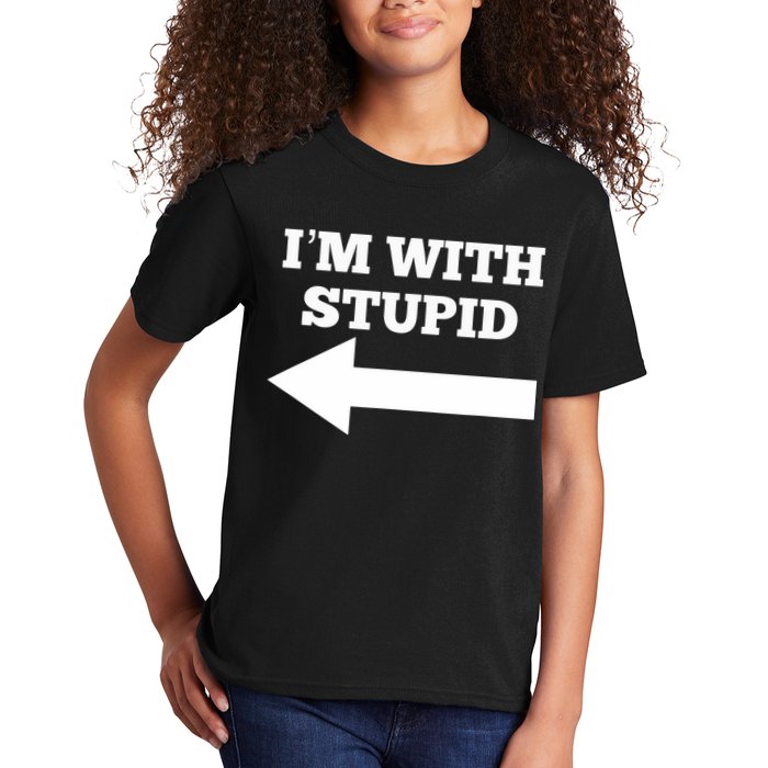 I'm With Stupid Arrow Pointing Left Funny I'm With Stupid Kids T-Shirt