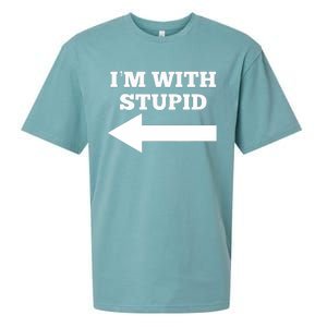 I'm With Stupid Arrow Pointing Left Funny I'm With Stupid Sueded Cloud Jersey T-Shirt