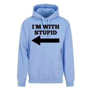 I'm With Stupid Arrow Pointing Left Funny I'm With Stupid Unisex Surf Hoodie