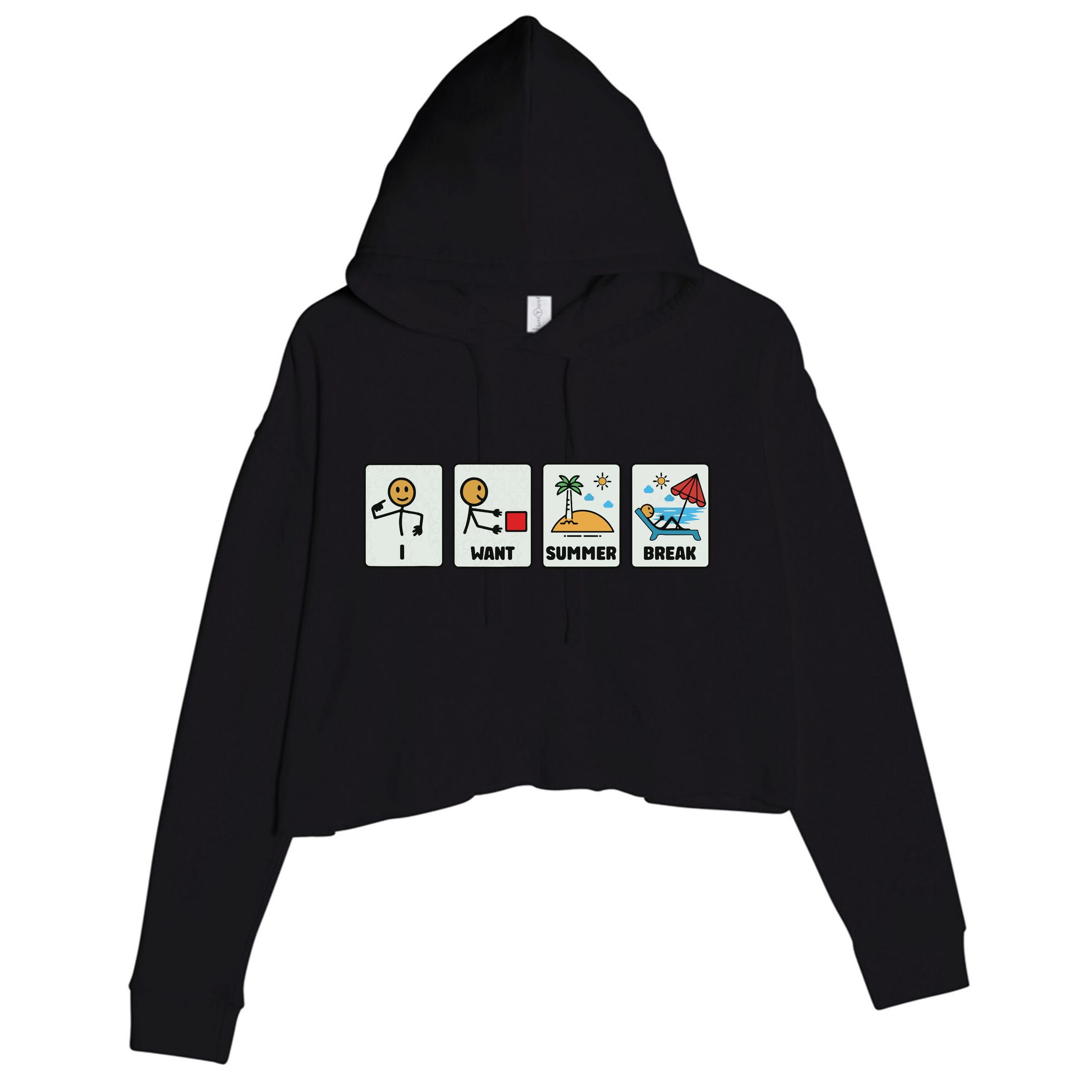 I Want Summer Break Crop Fleece Hoodie
