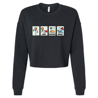 I Want Summer Break Cropped Pullover Crew
