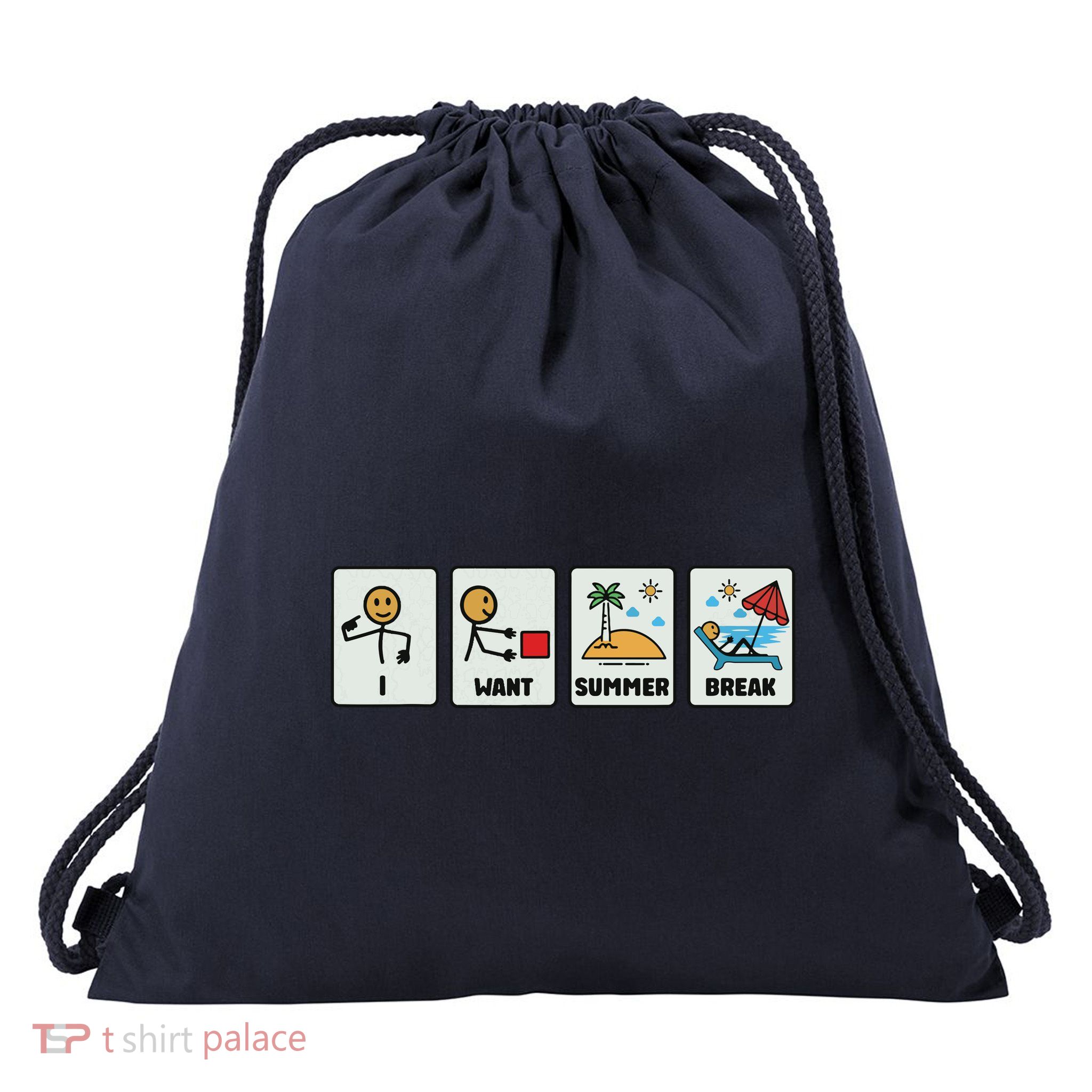 I Want Summer Break Drawstring Bag
