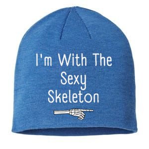 I'm With Sexy Skeleton Halloween Costume Funny Last Minute Sustainable Beanie