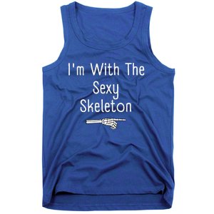 I'm With Sexy Skeleton Halloween Costume Funny Last Minute Tank Top