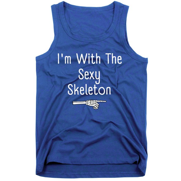 I'm With Sexy Skeleton Halloween Costume Funny Last Minute Tank Top