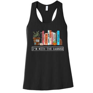 Im With The Banned Funny Book Readers I Read Banned Books Women's Racerback Tank