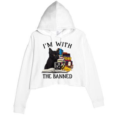 Im With The Banned Read Banned Books Lover BookWorm Crop Fleece Hoodie