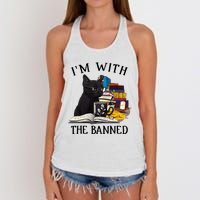 Im With The Banned Read Banned Books Lover BookWorm Women's Knotted Racerback Tank