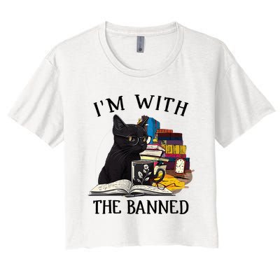 Im With The Banned Read Banned Books Lover BookWorm Women's Crop Top Tee