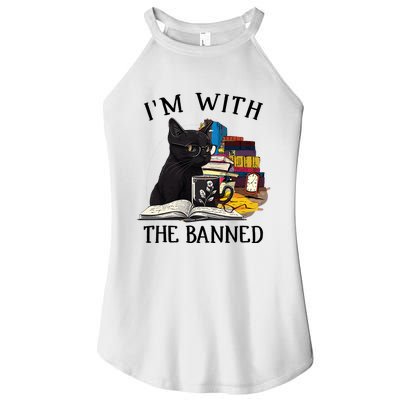 Im With The Banned Read Banned Books Lover BookWorm Women’s Perfect Tri Rocker Tank