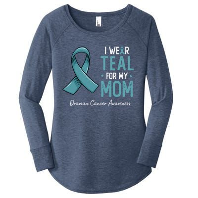 I Wear Teal For My Mom Ovarian Cancer Awareness Month Gift Women's Perfect Tri Tunic Long Sleeve Shirt