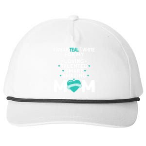 I Wear Teal And White For Mom My Cervical Cancer Gift Snapback Five-Panel Rope Hat