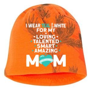 I Wear Teal And White For Mom My Cervical Cancer Gift Kati - Camo Knit Beanie