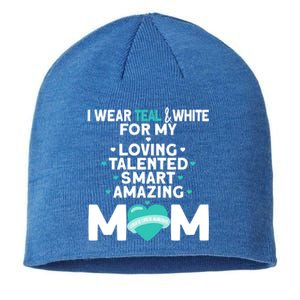 I Wear Teal And White For Mom My Cervical Cancer Gift Sustainable Beanie