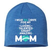 I Wear Teal And White For Mom My Cervical Cancer Gift Sustainable Beanie