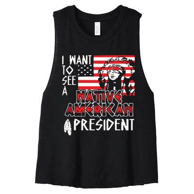 I Want To See A Native American President Native Women's Racerback Cropped Tank