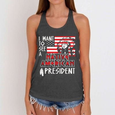 I Want To See A Native American President Native Women's Knotted Racerback Tank