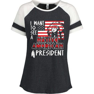 I Want To See A Native American President Native Enza Ladies Jersey Colorblock Tee