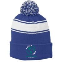 I Wear Teal For My Mom Trigeminal Neuralgia Awareness Gift Stripe Pom Pom Beanie