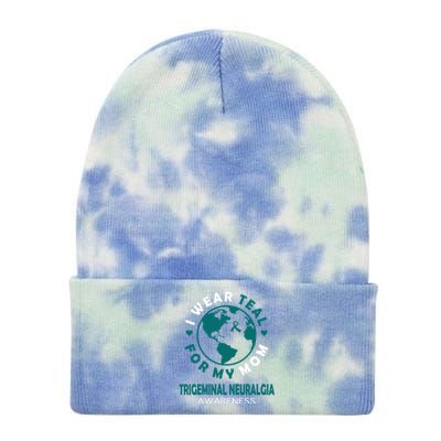 I Wear Teal For My Mom Trigeminal Neuralgia Awareness Gift Tie Dye 12in Knit Beanie