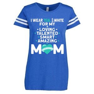 I Wear Teal And White For Mom My Cervical Cancer Gift Enza Ladies Jersey Football T-Shirt