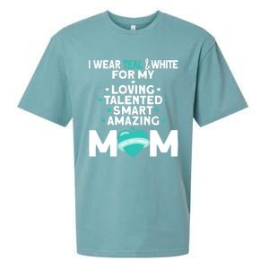 I Wear Teal And White For Mom My Cervical Cancer Gift Sueded Cloud Jersey T-Shirt