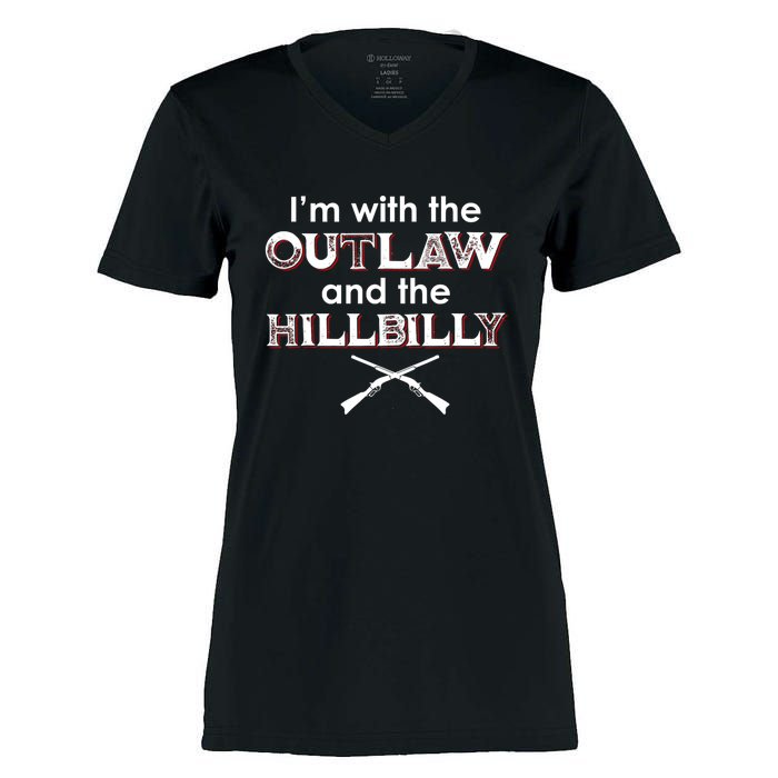 IM With The Outlaw And The Hillbilly 2024 Saying Quote Women's Momentum V-Neck T-Shirt