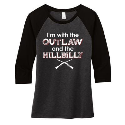 IM With The Outlaw And The Hillbilly 2024 Saying Quote Women's Tri-Blend 3/4-Sleeve Raglan Shirt