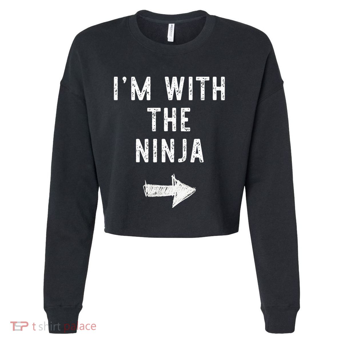 IM With The Ninja Costume Halloween Matching Couple Cropped Pullover Crew