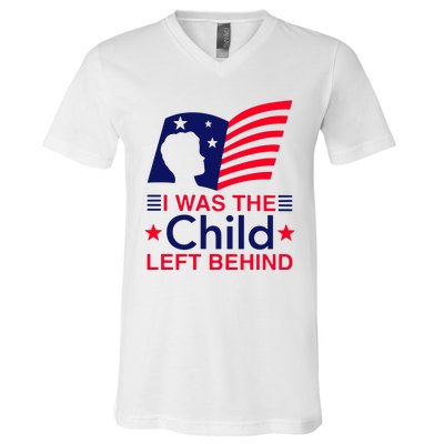 I Was The Child Left Behind Us Flag V-Neck T-Shirt