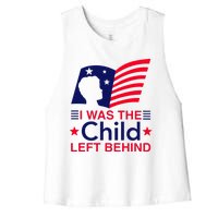 I Was The Child Left Behind Us Flag Women's Racerback Cropped Tank