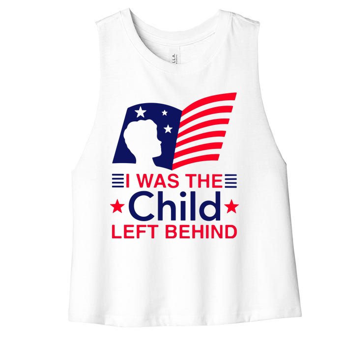 I Was The Child Left Behind Us Flag Women's Racerback Cropped Tank