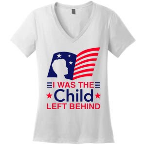 I Was The Child Left Behind Us Flag Women's V-Neck T-Shirt