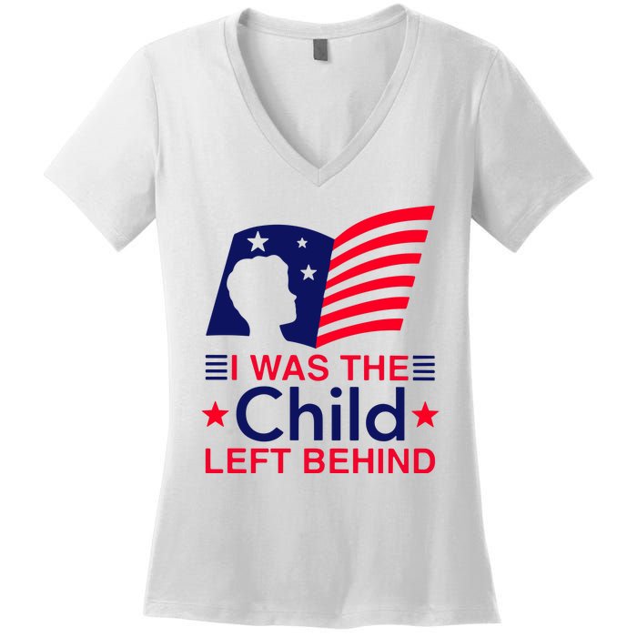 I Was The Child Left Behind Us Flag Women's V-Neck T-Shirt