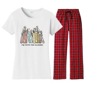 Im With The Banned Funny Book Readers I Read Banned Books Women's Flannel Pajama Set