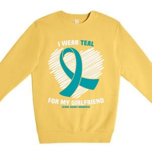 I Wear Teal For My Friend Sexual Assault Awareness Gift Premium Crewneck Sweatshirt