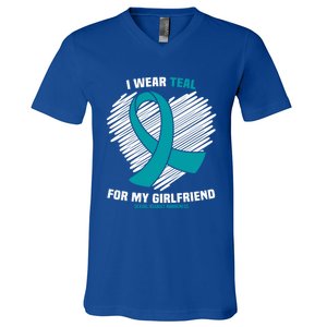 I Wear Teal For My Friend Sexual Assault Awareness Gift V-Neck T-Shirt